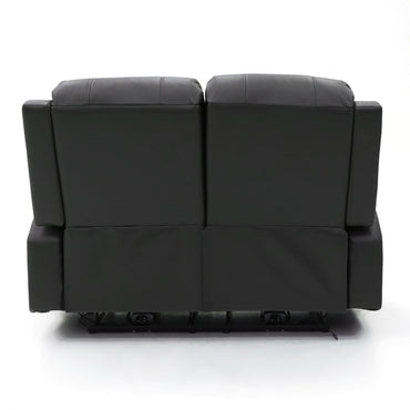 Black Leather Effect 2 Seater Electric Recliner Sofa