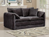 Black Chenille Fabric 2 Seater Sofa Standard Back