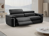 Black Leather 3 Seater Electric Recliner Sofa Chrome Trimmed
