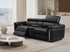 Black Leather 2 Seater Electric Recliner Sofa Chrome Trimmed