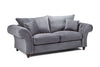 Grey Fabric 3 Seater Fullback Sofa with Scroll Arms