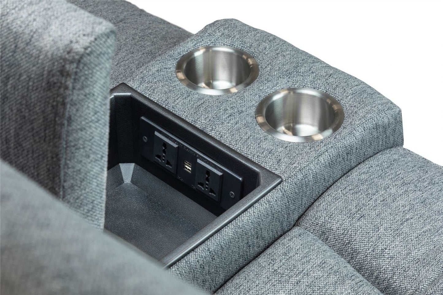 Grey Fabric 2 Seater Electric Recliner Sofa Pillow Top Arm