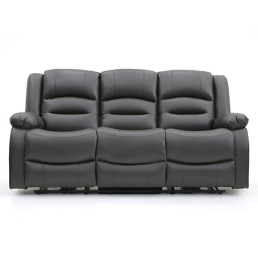 Grey Leather Effect 3 Seater Electric Recliner Sofa
