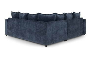 Blue Fabric Pillow Back Large Corner Sofa Group