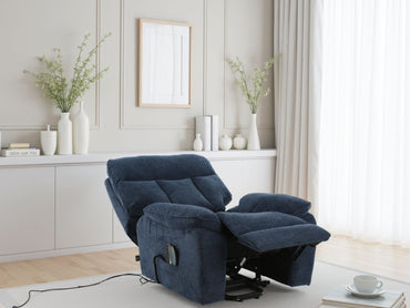 Blue Fabric Electric Rise and Recliner Massage Chair