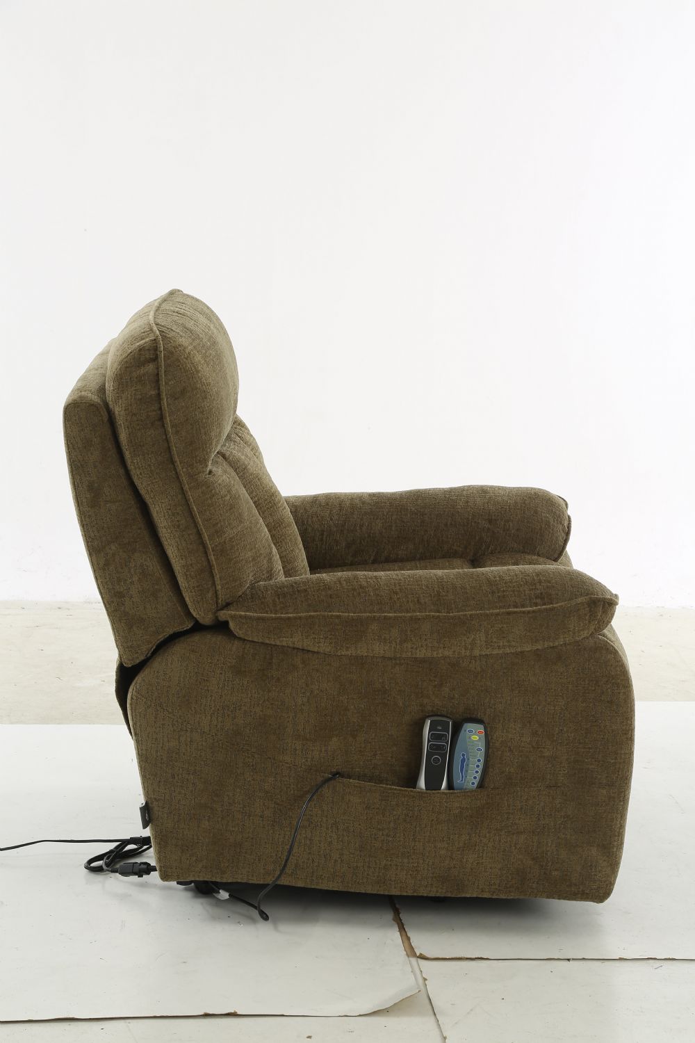 Brown Fabric Electric Rise and Recliner Massage Chair