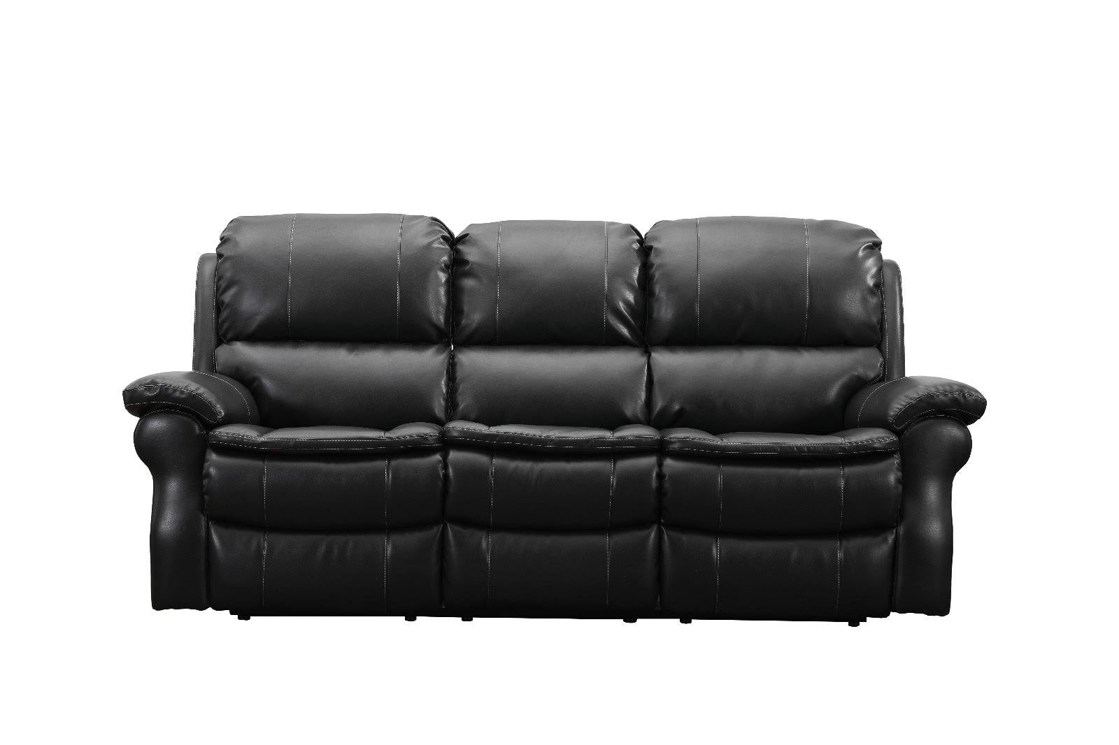 Abbey Reclining Sofas In Bonded Black Real Leather