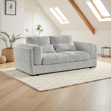 Grey Textured Fabric 3 Seater Sofa Laid Back Design