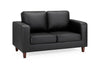 Black Leather Effect 2 Seater Sofa Wooden Feet