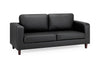 Black Leather 3 Seater Sofa Walnut Wooden Feet