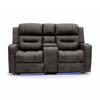 Brown Fabric 2 Seater Electric Power Recliner Sofa with LED