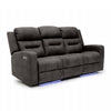 Brown Fabric 3 Seater Electric Recliner Sofa with LED