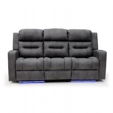 Grey Fabric 3 Seater Electric Recliner Sofa