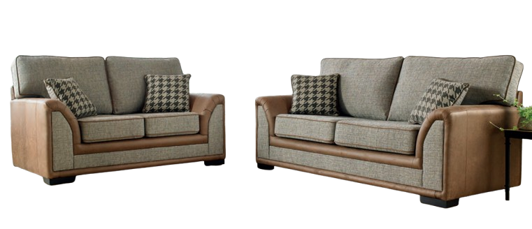 Camden Handmade Sofa Bed In Grey Fabric And Leather Piping