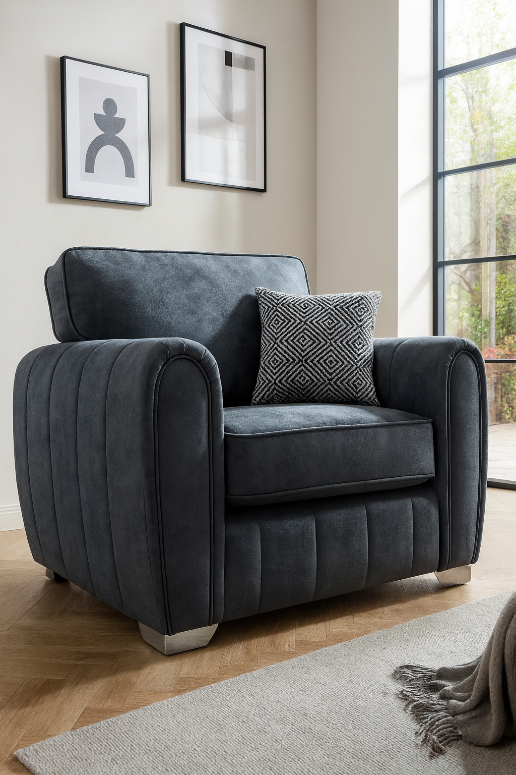 Barcelona Fabric Sofa Contemporary Comfort with Reversible Cushion Seat