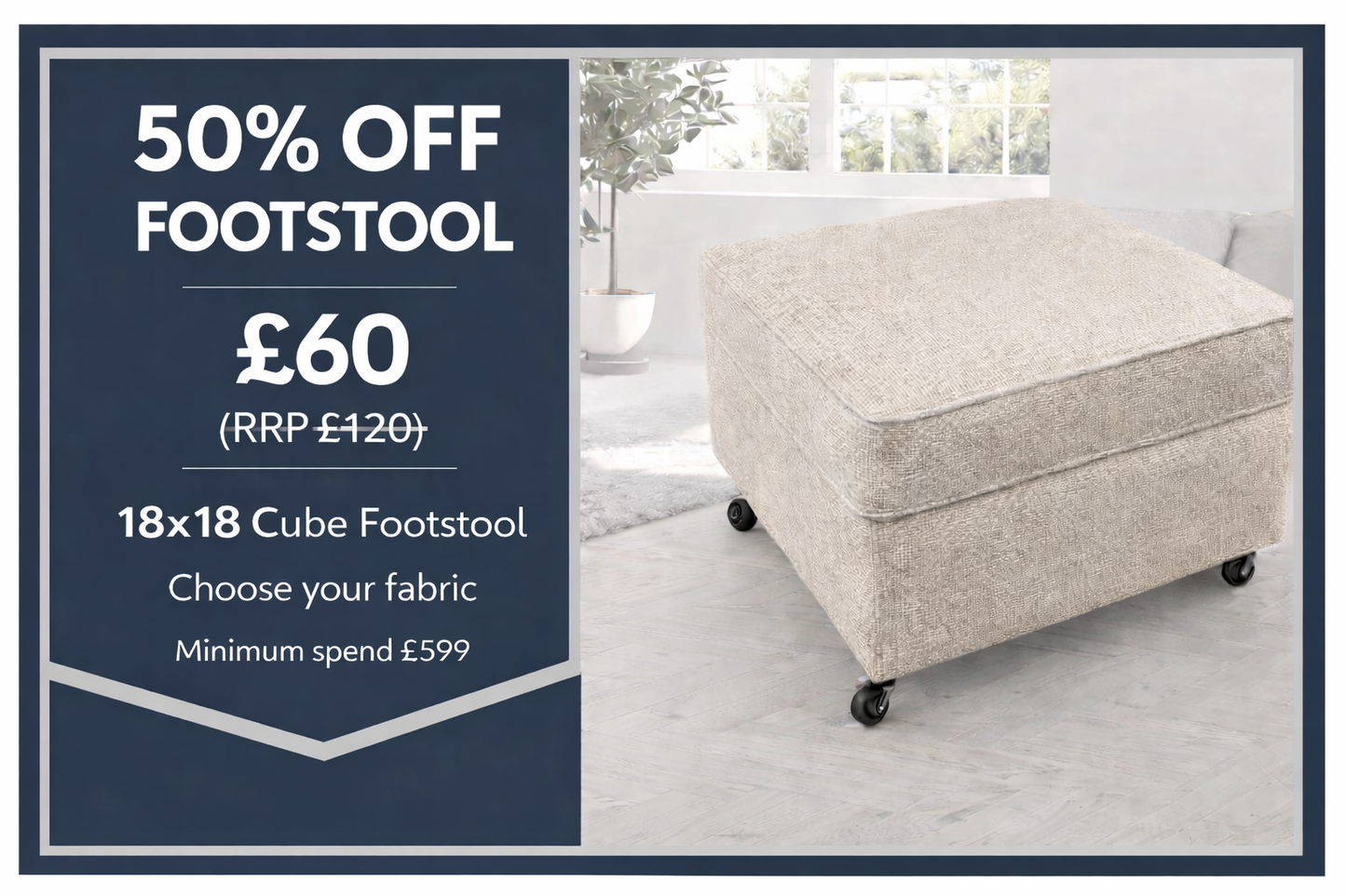 18x18 inch Closed Cube Footstool – Bespoke Comfort & Style