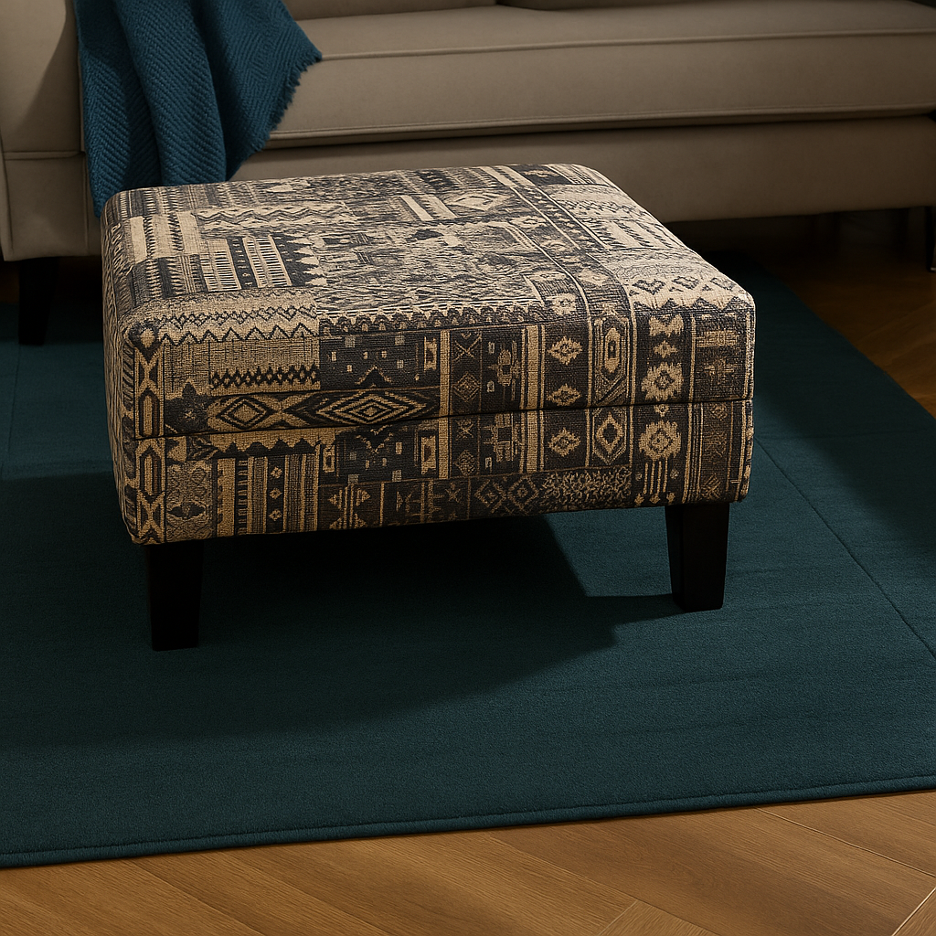Sebastian Elegance Footstool In Plush Elephant Gray Fabric With Cushions