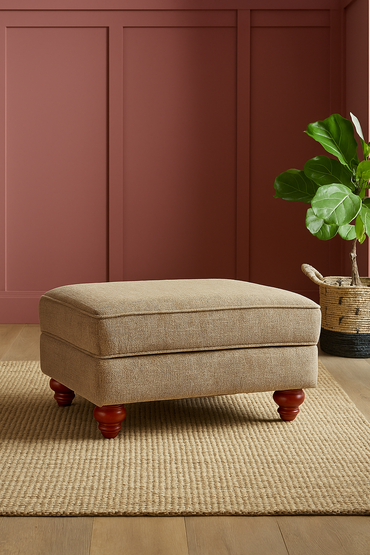 Turin Range Handcrafted Storage Footstool In Venice Barley Brown Fabric