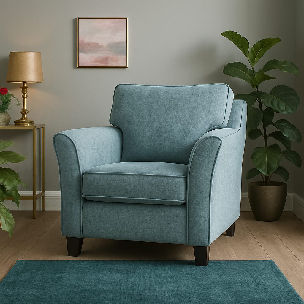Milan Modern Elegance Sofas Garda Petrol Blue Fabric With Cushions