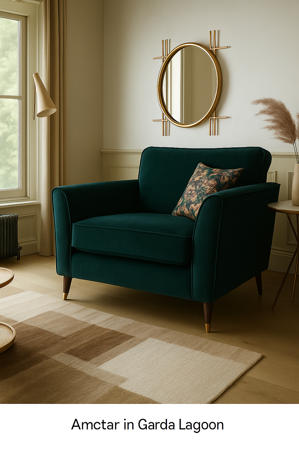 Rome Plush Dove Olive Green Fabric Sofa With Round Wooden Castor Bottom Legs For Elderly