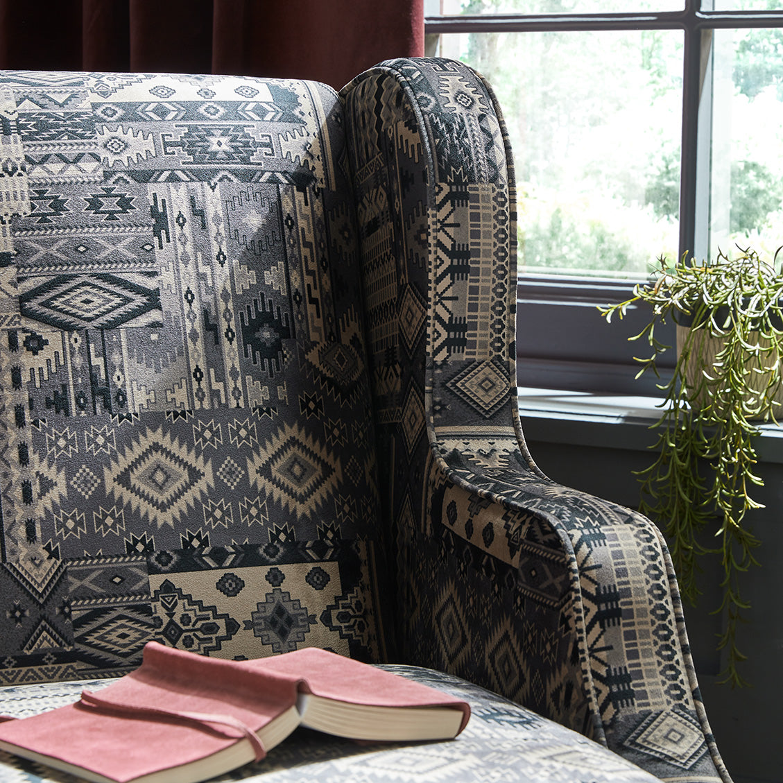 Chelsea Patterned Fabric Accent Chair with High Swivel Legs