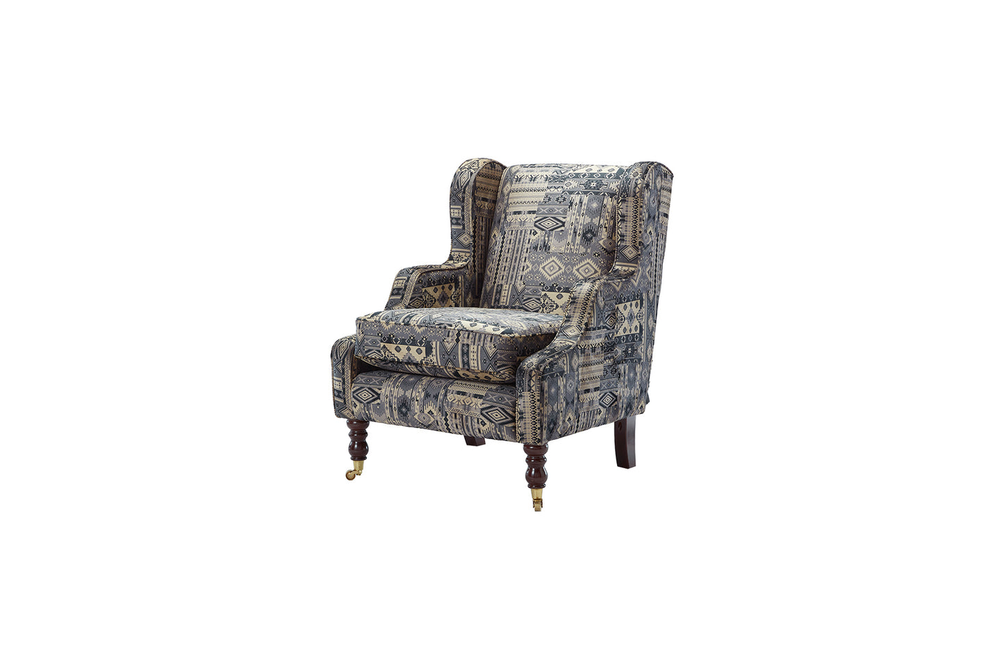 Chelsea Patterned Fabric Accent Chair with High Swivel Legs