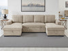Beige Fabric Large U Shape Corner Chaise Sofa Bed