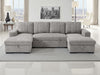 Grey Textured Fabric Large U Shape Corner Sofa Bed
