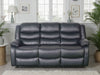 Black Leather Effect 3 Seater Manual Recliner Sofa