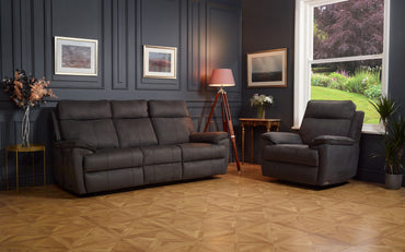 Continental 3+2 Seater Electric Reclining Grey Fabric Suede Sofas