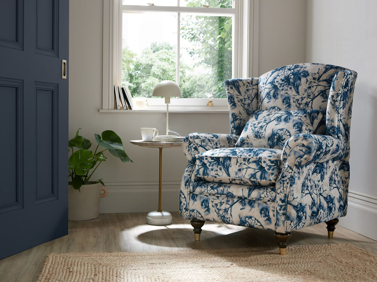 Windsor Accent Floral Fabric Chair with High Legs