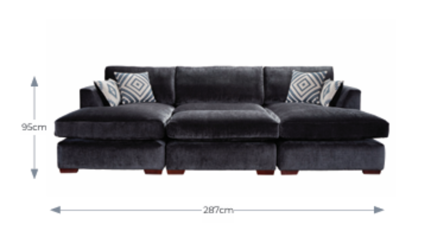Felix U Shape Large Double Ended Chaise Fabric Cinema Sofa with Sofa Bed Option