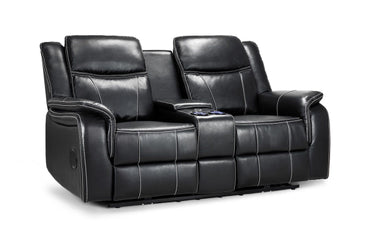 Black Leather 2 Seater Electric Recliner Sofa