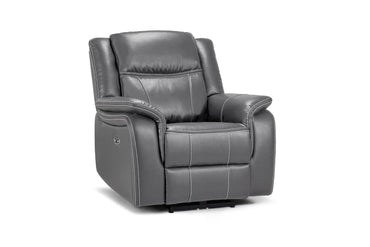 Grey Leather Electric Recliner Armchair with Armrest