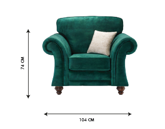 Genoa Handmade Sofas In Milano Emerald Green Fabric With Turned Wooden Legs