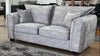 Silver Grey Velvet Effect Fabric 2 Seater High Back Sofa