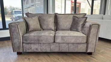 Brown Leather Effect 2 Seater Sofa with Metal Trim