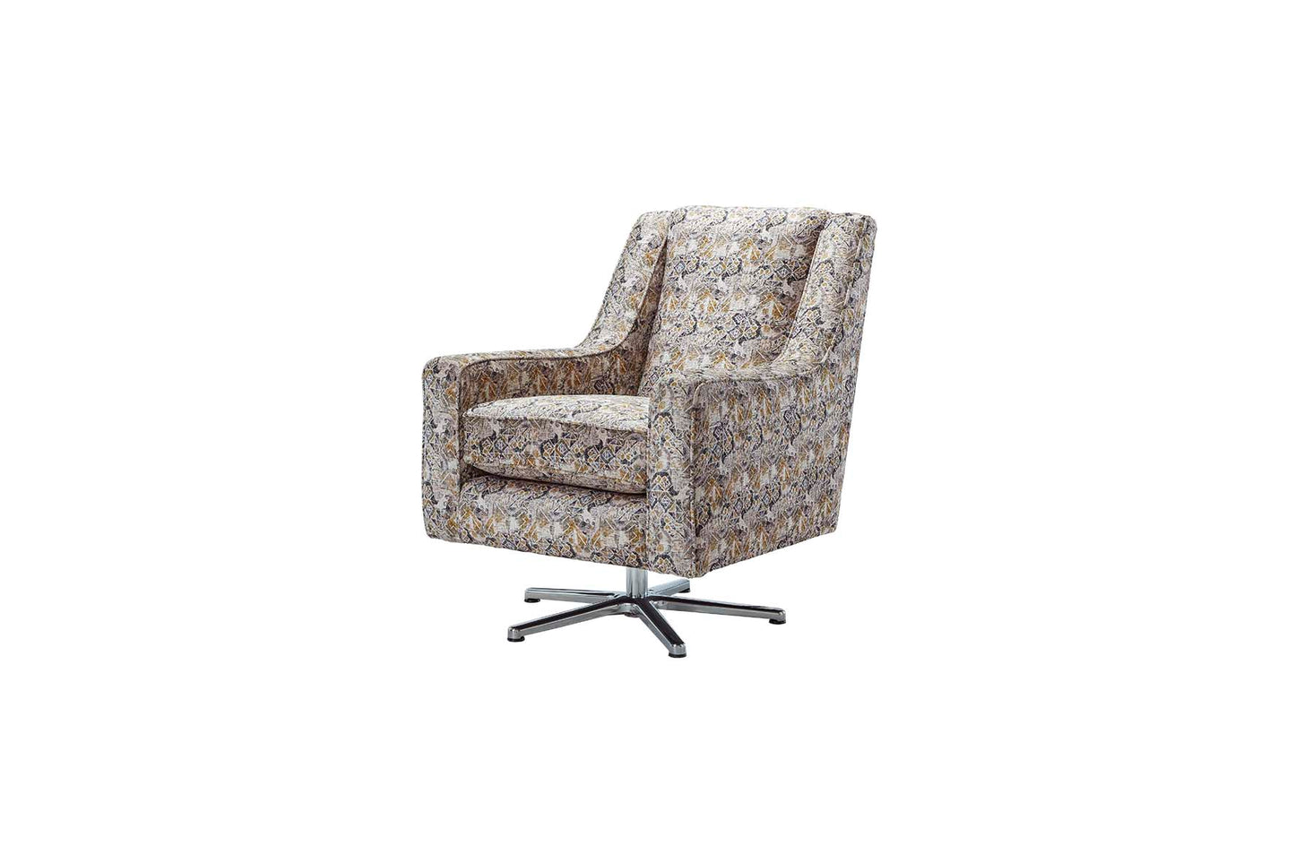 Rome Handmade Swivel Chair For Elderly in Accent Patterned Fabric With Swivel Base