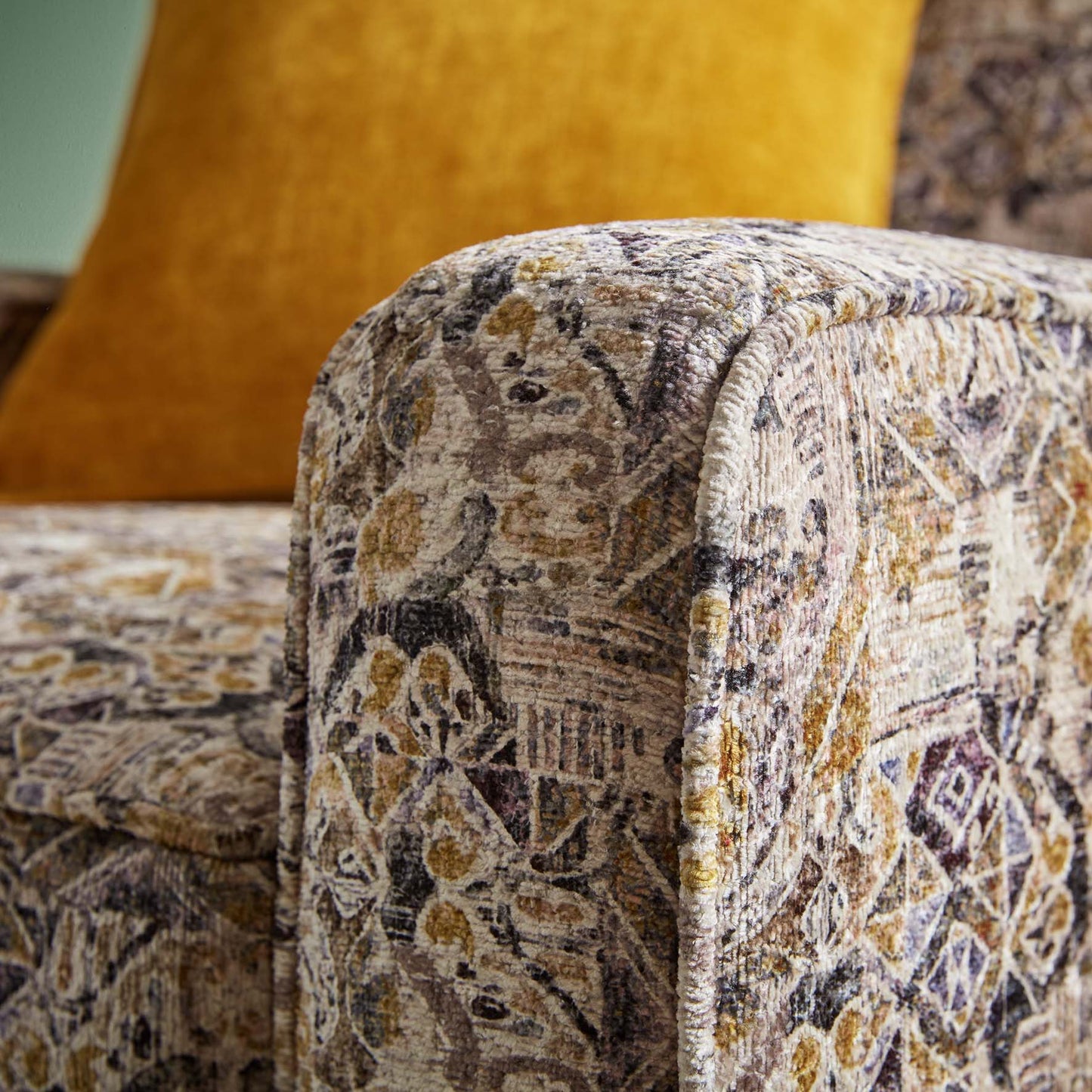 Rome Handmade Swivel Chair For Elderly in Accent Patterned Fabric With Swivel Base