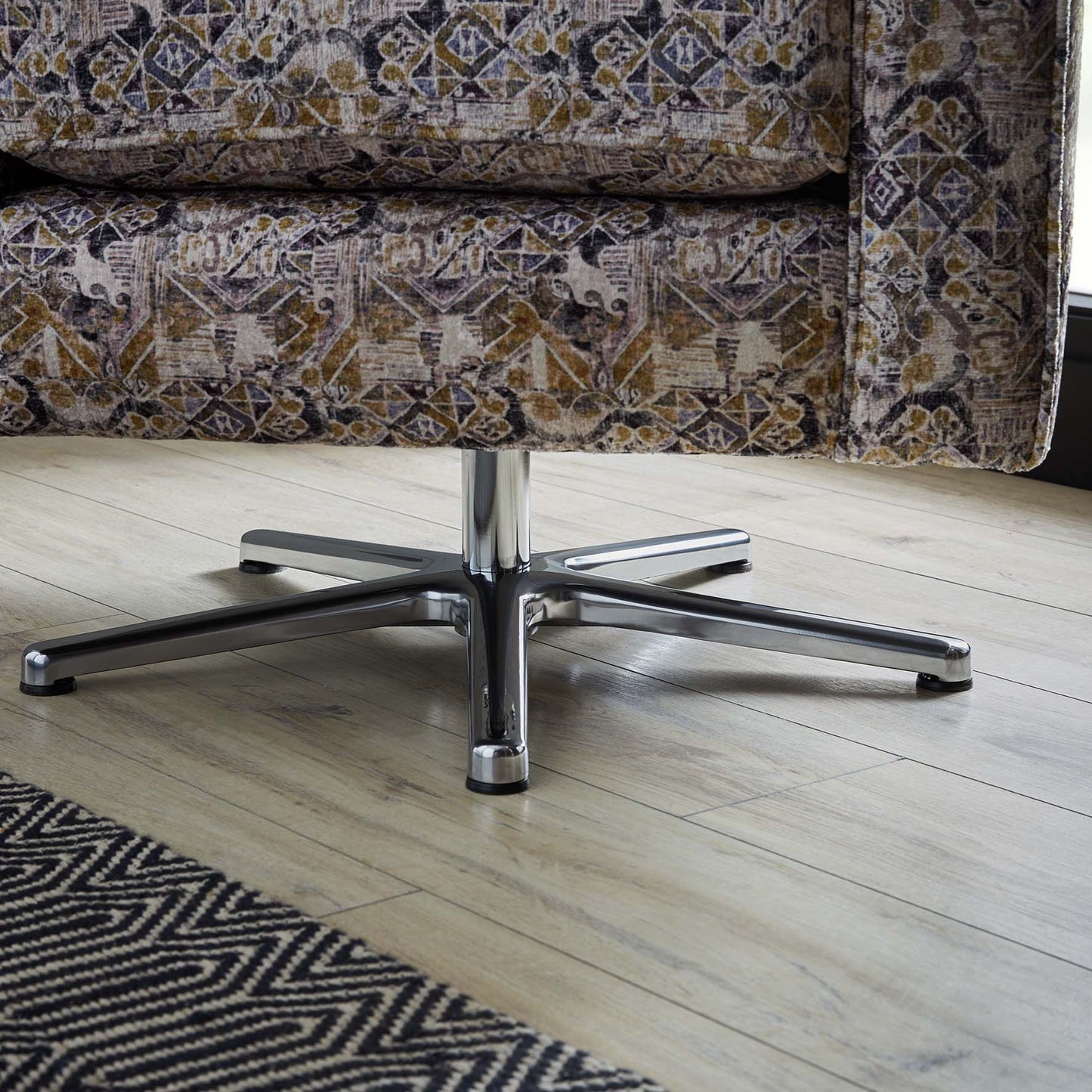 Rome Handmade Swivel Chair For Elderly in Accent Patterned Fabric With Swivel Base