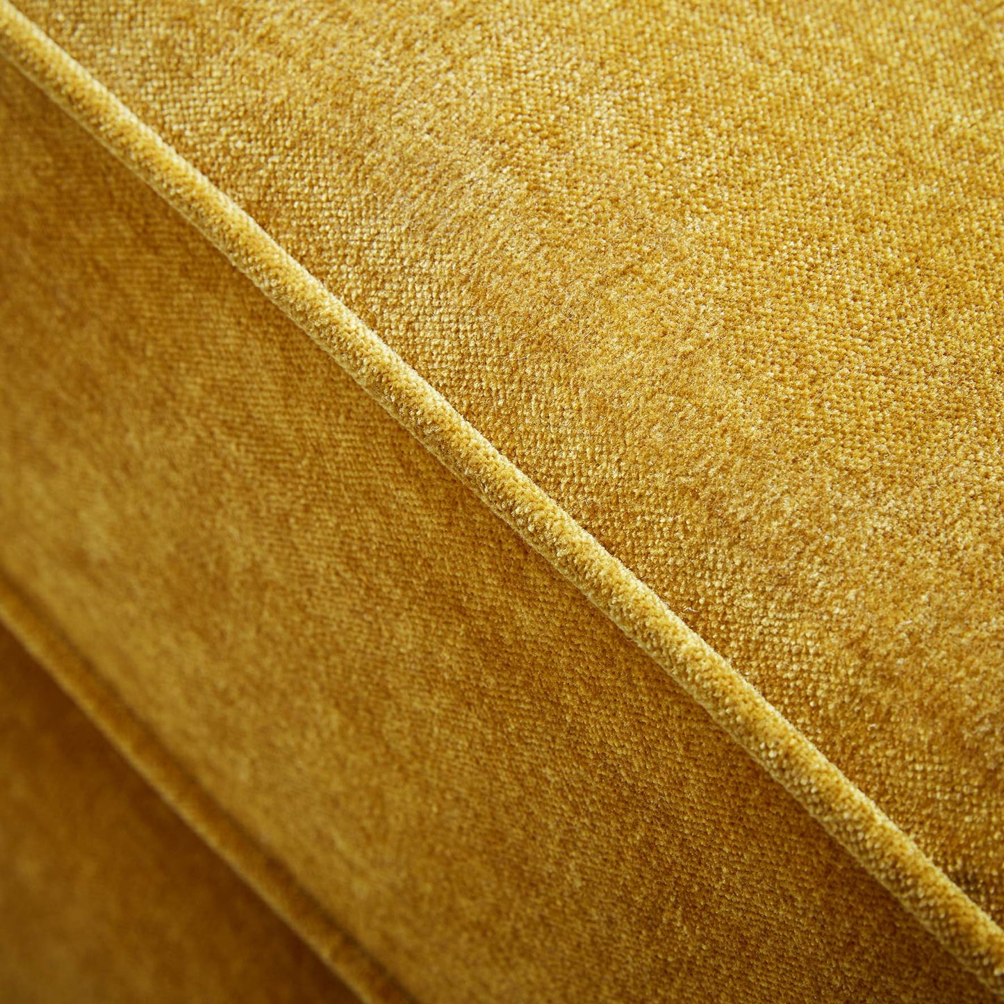 Rome Chaise L Shape Corner Sofa For Elderly In Aston Mustard Yellow Fabric With Metal Angled Feet