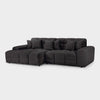 Black Fabric Upholstered Left Hand Facing Corner Sofa