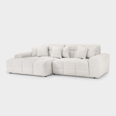 Natural Beige Fabric Left Hand Facing Corner Sofa