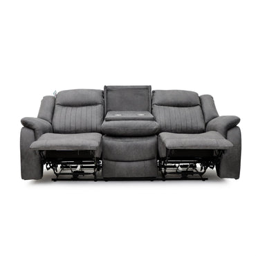 Grey Fabric 3 Seater Electric Recliner Sofa