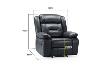 Black Leather Effect Manual Recliner Armchair