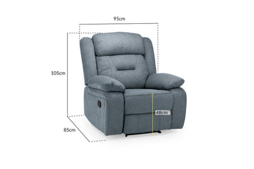 Grey Fabric Manual Recliner Armchair with Padded Arms