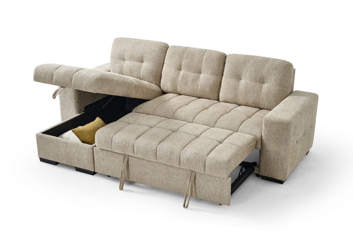 Beige Fabric Universal Corner Chaise Sofabed