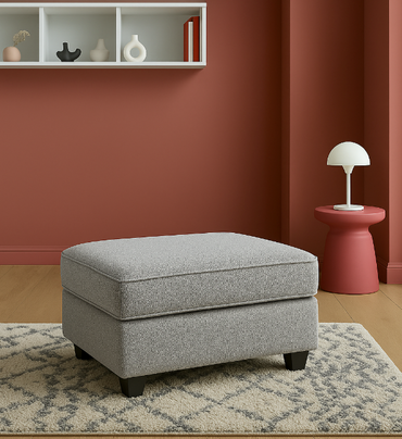 Valencia Modern Handmade Storage Footstool In Teddy Slate Grey Real Fabric