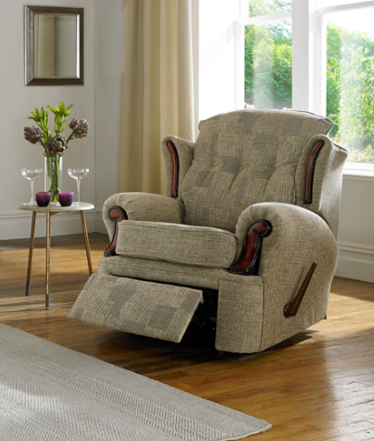 Carlton Armchair For Elderly In Tiffany Range Tweed Fabric Buttoned Back