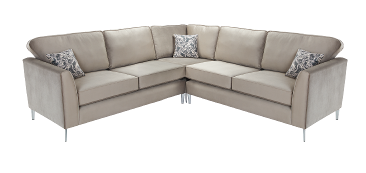 Sebastian Elegance Sofas In Plush Elephant Gray Fabric With Cushions